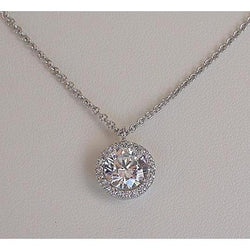 2.72 Carats Sparkling Round Cut Genuine Natural Earth Mined Diamonds Pendant Necklace White Gold 14K