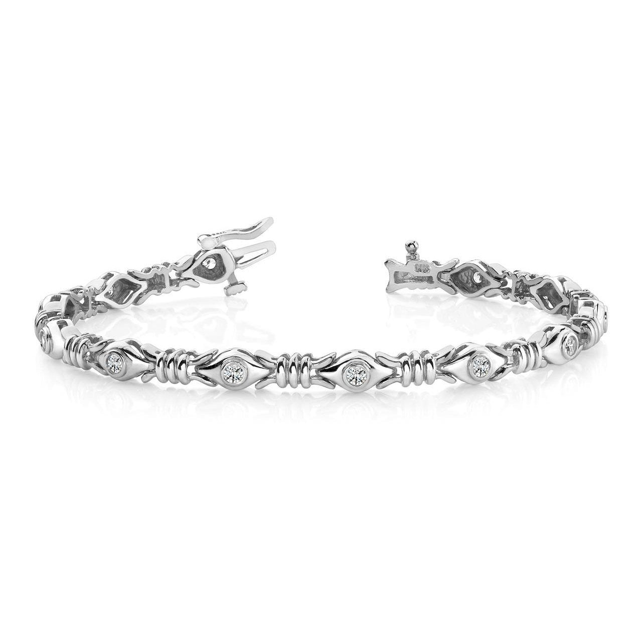 4.20 Ct Bezel Set Round Diamond X Link Bracelet White Gold 14K Jewelry Tennis Bracelet