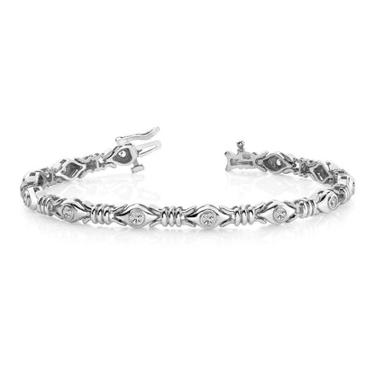 4.20 Ct Bezel Set Round Diamond X Link Bracelet White Gold 14K Jewelry Tennis Bracelet