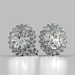 4 Ct. Oval Cut Halo Diamond Stud Earring Diamonds White Gold