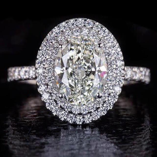 4 Ct Oval Cut With Round Double Halo Ring White Gold Fine Jewelry Halo Ring