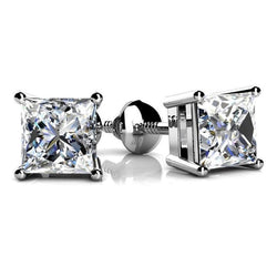 4 Ct Princess Cut Diamond Stud Earring 14K White Gold New