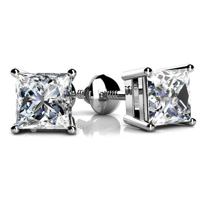 Princess Cut Diamond  White Gold New Stud Earrings