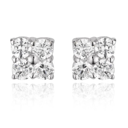 Round Cut Diamond Lady  White Gold Stud Earrings