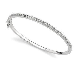 4 Ct Round Cut Natural Earth Mined Diamonds Bangle 14K White Gold