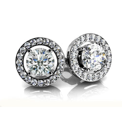 2.40 Carats Sparkling Diamond Women Stud Earring White Gold 14K