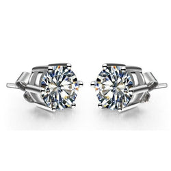 4 Ct Sparkling Round Cut Diamonds Women Stud Earrings White Gold 14K
