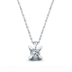 1.25 Carats Solitaire Diamond Pendant Necklace White Gold 14K