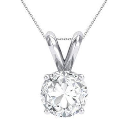 Solitaire Sparkling 1 Carat Diamond Necklace Pendant Gold White 14K