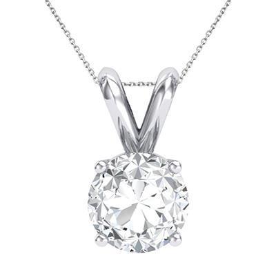 4 Prong Set G Vs2 Sparkling 1.00 Carat Diamond Necklace Pendant Gold White 14K Pendant