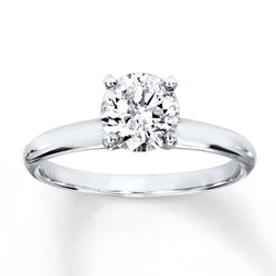 4 Prong Setting Solitaire Round Natural Earth Mined Diamond Ring 1.50 Ct White Gold 14K