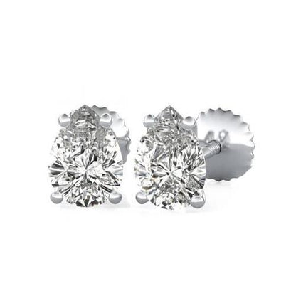 4 Prong Setting Pear Cut Diamond Stud Earring Solid White Gold 2 Ct. Stud Earrings