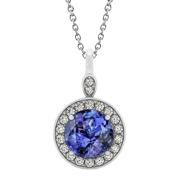 4.20 Carats Brilliant Cut Tanzanite & Natural Earth Mined Diamonds Pendant Necklace
