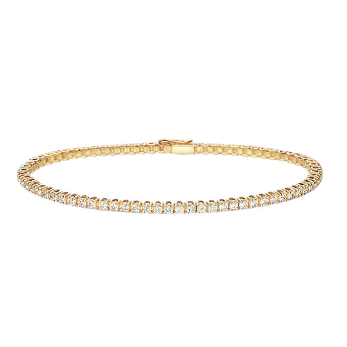 4.20 Carats Brilliant Cut Lab Grown Diamonds Tennis Bracelet Yellow Gold 14K