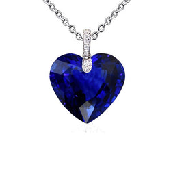4.25 Carats Heart Ceylon Sapphire & Diamond Pendant Gold Jewelry