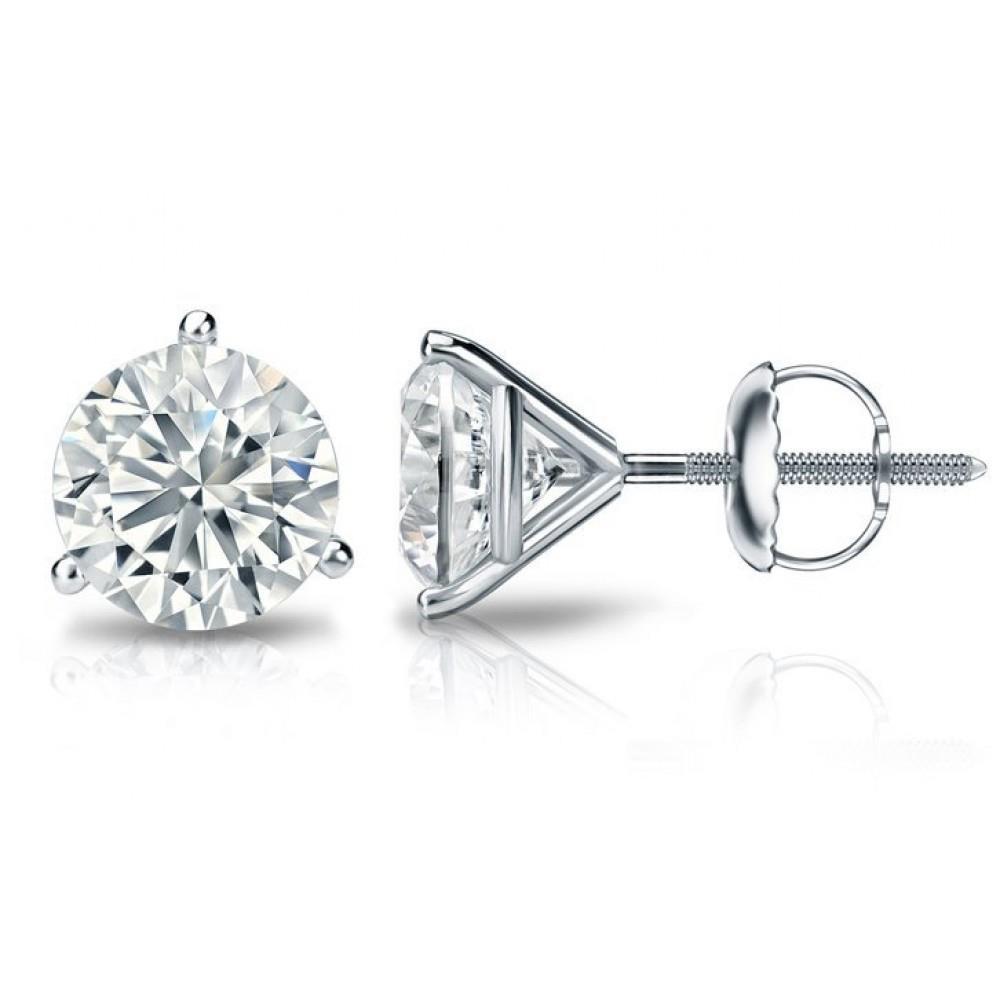 4.30 Ct Three Prong Set Diamonds Women Studs Earring White Gold 14K Stud Earrings
