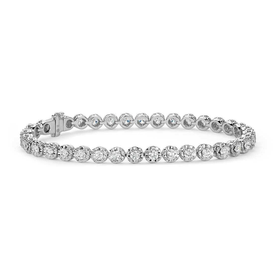 4.40 Carats Round Cut Lab Grown Diamonds Bracelet White Gold New