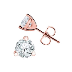 4.50 Carats Round Cut Diamonds Women Studs Earrings Rose Gold 14K