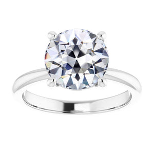 Solitaire Ring Old Miner Cut Diamond White Gold