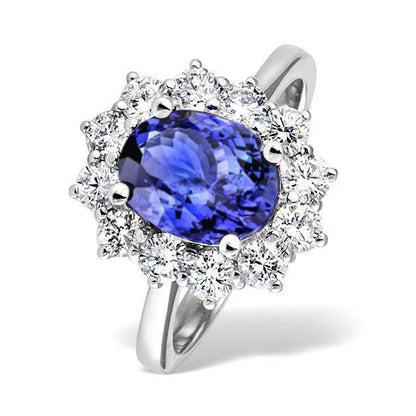 Tanzanite Diamond Ring Flower Style Lady Gold Jewelry 