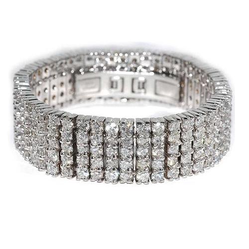 40 Carats Round Cut Men Diamond Bracelet White Gold 14K Mens Bracelet