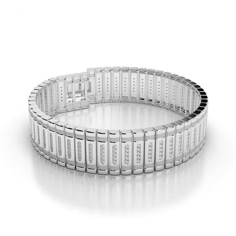 10 Carats Men's Bracelet Sparkling Small Diamonds White Gold 14K