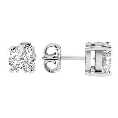  Prong Set Diamonds Lady Stud Earrings White Gold Stud Earrings