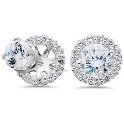 4 Carats Sparkling Brilliant Cut Natural Earth Mined Diamonds Ladies Studs Halo Earrings