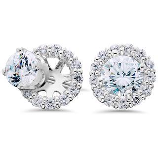 4.00 Ct Sparkling Brilliant Cut Diamonds Ladies Studs Halo Earrings Studs- Halo