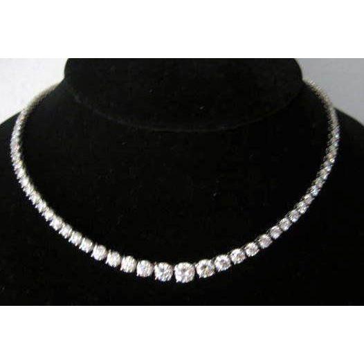 40.00 Ct Round Brilliant Cut Diamonds Tennis Necklace White Gold 14K Necklace