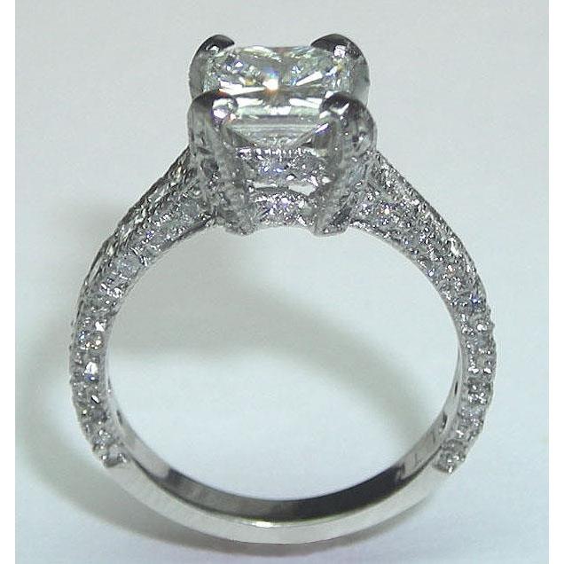  Princess Cut Pave Diamond Ring Gold Ring