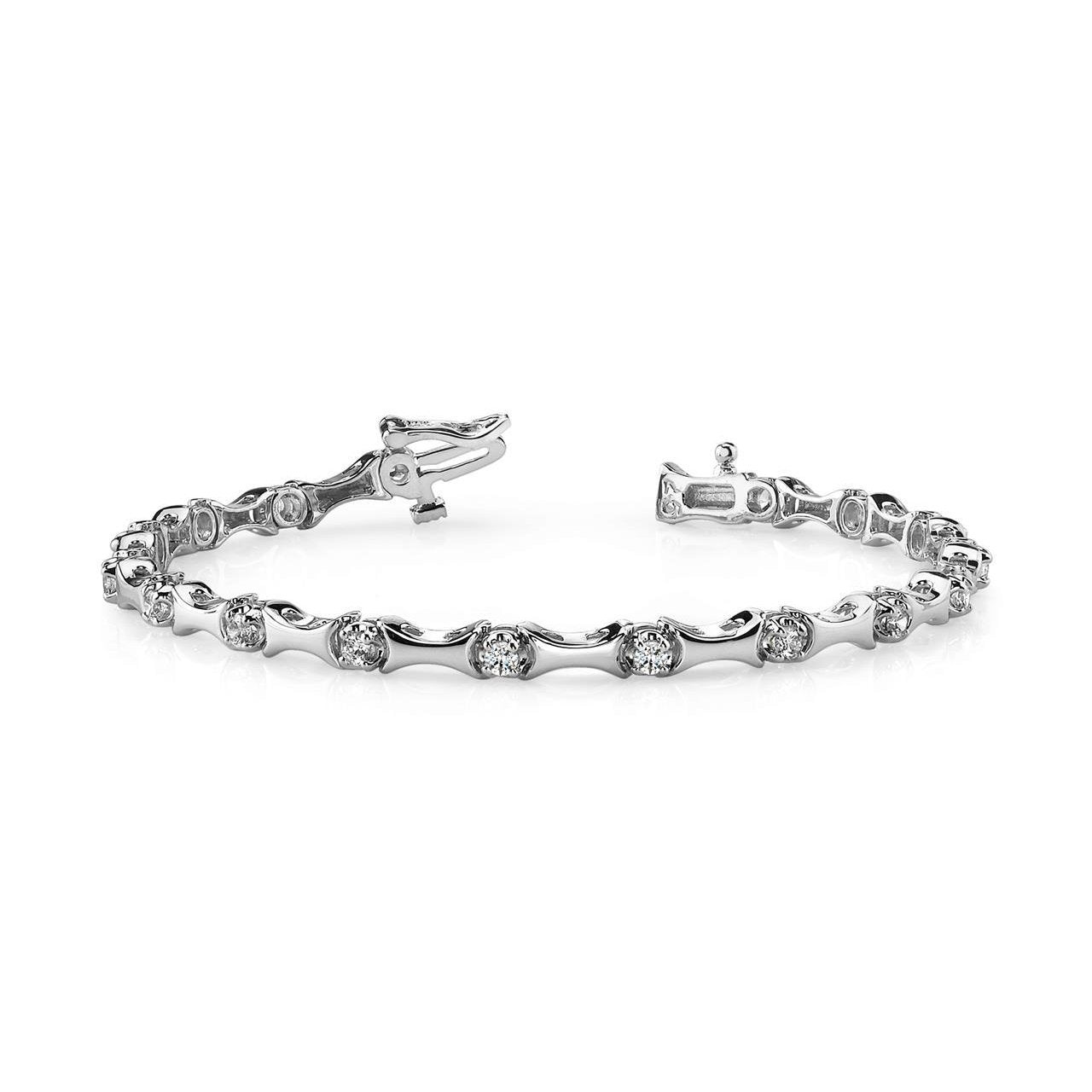 3.40 Carats Round Diamond Tennis Bracelet Solid White Gold Prong Set Tennis Bracelet