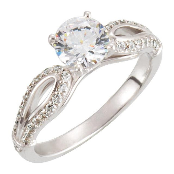 Round Diamond Engagement Ring 1.90 Carats White Gold 14K