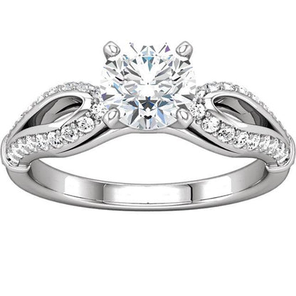 Round Diamond Engagement Ring 1.90 Carats White Gold 14K