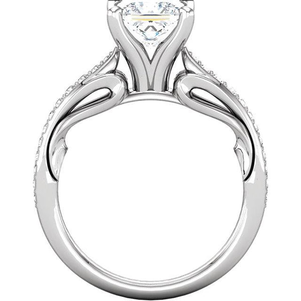 High Quality Unique Solitaire Ring with Accents White Gold 