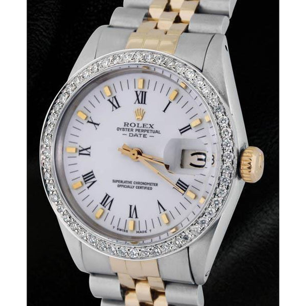 Rolex Rolex Date Mens Watch Two Tone Jubilee Bracelet Diamond Bezel
