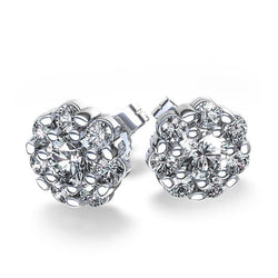 4.10 Carats Gorgeous Round Cut Diamonds Stud Earrings White Gold Halo