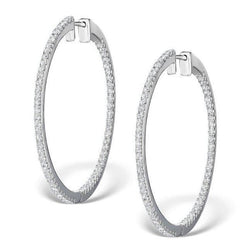 4.10 Carats Round Brilliant Cut Diamonds Women Hoop Earrings Gold
