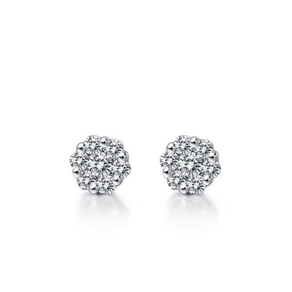 Gorgeous fancy ringh White Gold Studs Halo Earrings