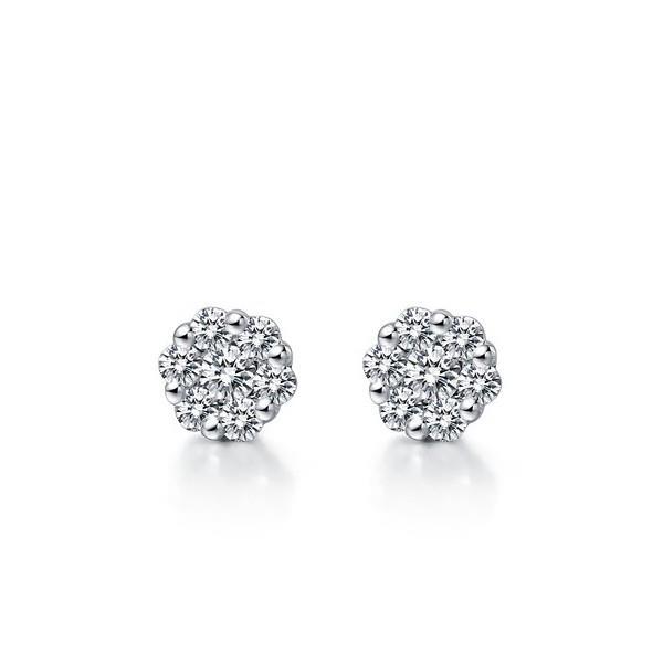 Gorgeous fancy ringh White Gold Studs Halo Earrings