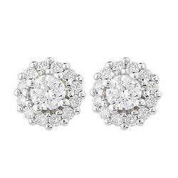 4.10 Carats Sparkling Round Diamond Halo Stud Earrings White Gold 14K