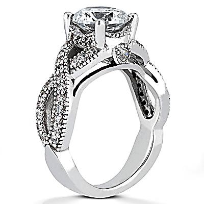 Antique Fancy Lady’s  Style White Elegant Gold EngagementRing 
