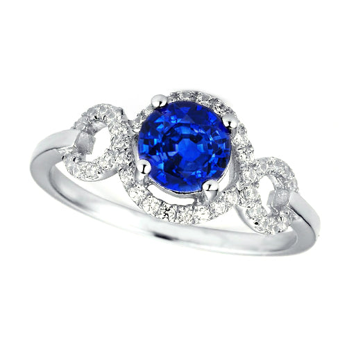 Lady’s Brilliant Ceylon Sapphire Gemstone Round Cut Diamond Ring 