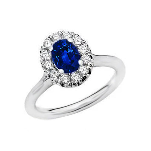 Brilliant Sparkling  Oval Round Cut Sri Lanka Sapphire Diamond Ring 
