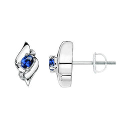 2 Ct Sri Lanka Blue Sapphire And Diamond Earrings White Gold 14K