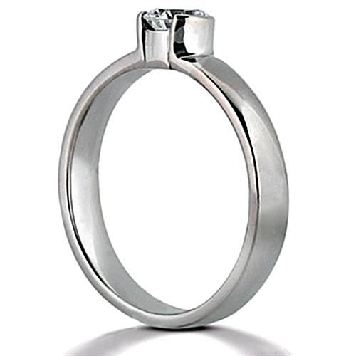 Half Bezel White Gold Diamond Solitaire Ring