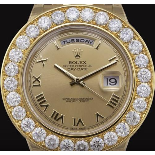 Watch Bezel 7 Carat Diamond Bezel Rolex Day Date Ii Mens Watch Presidental Yellow