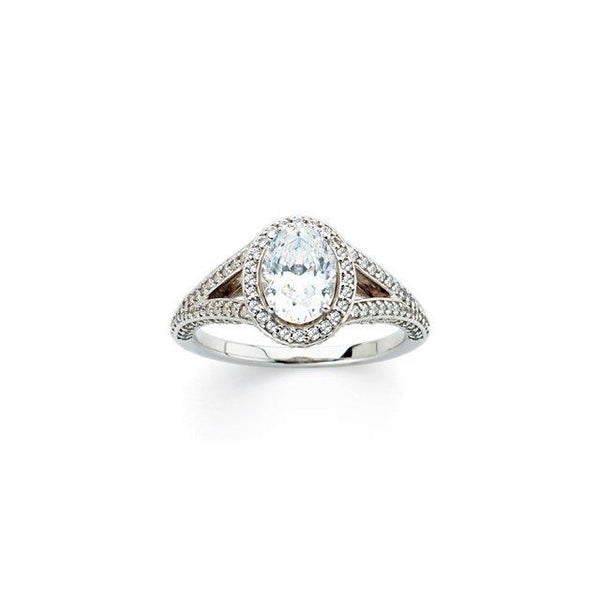 Halo Ring 2.35 Carats Oval Halo Anniversary Ring Split Shank White Gold 14K