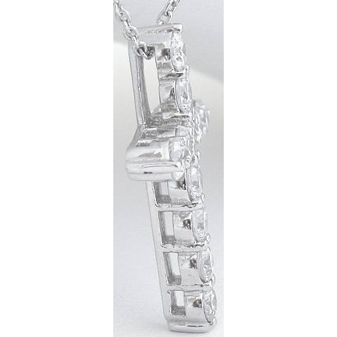 3.30 Ct Round Cut Diamond Cross Pendant 14K White Gold Success