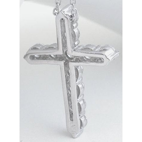 3.30 Ct Round Cut Diamond Cross Pendant 14K White Success